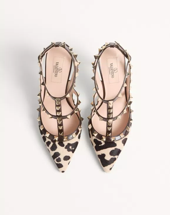 Valentino Rockstud Pumps With Straps In Pony-Effect Calfskin 100Mm - Image 5